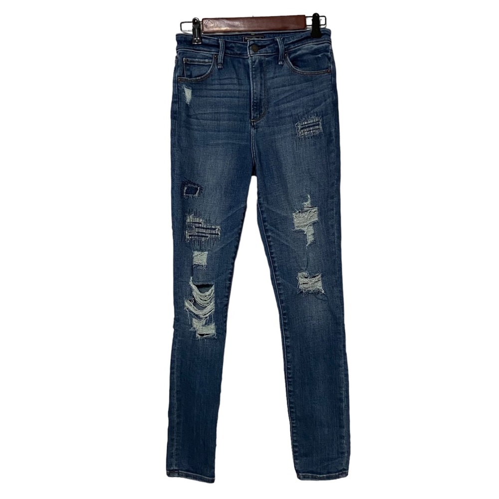 Abercrombie & Fitch Super Skinny High Rise Simone Destroy Womens 4 Jeans Blue